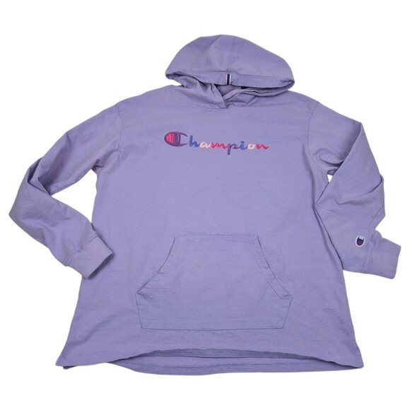 Champion Sweater Womens Medium Purple Outdoors Hoodie Sweatshirt‎ Logo Athletic - Picture 1 of 10